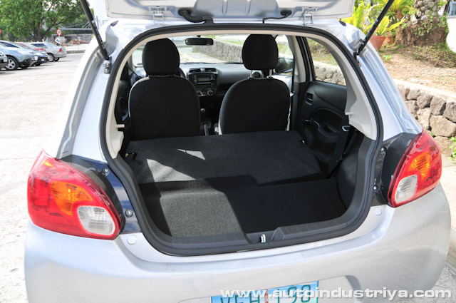 Cargo space, rear seats folded - 2013 Mitsubishi Mirage GLX CVT