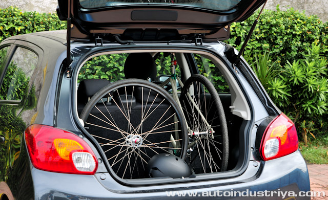 Cargo space with road bike - 2013 Mitsubishi Mirage GLS MT