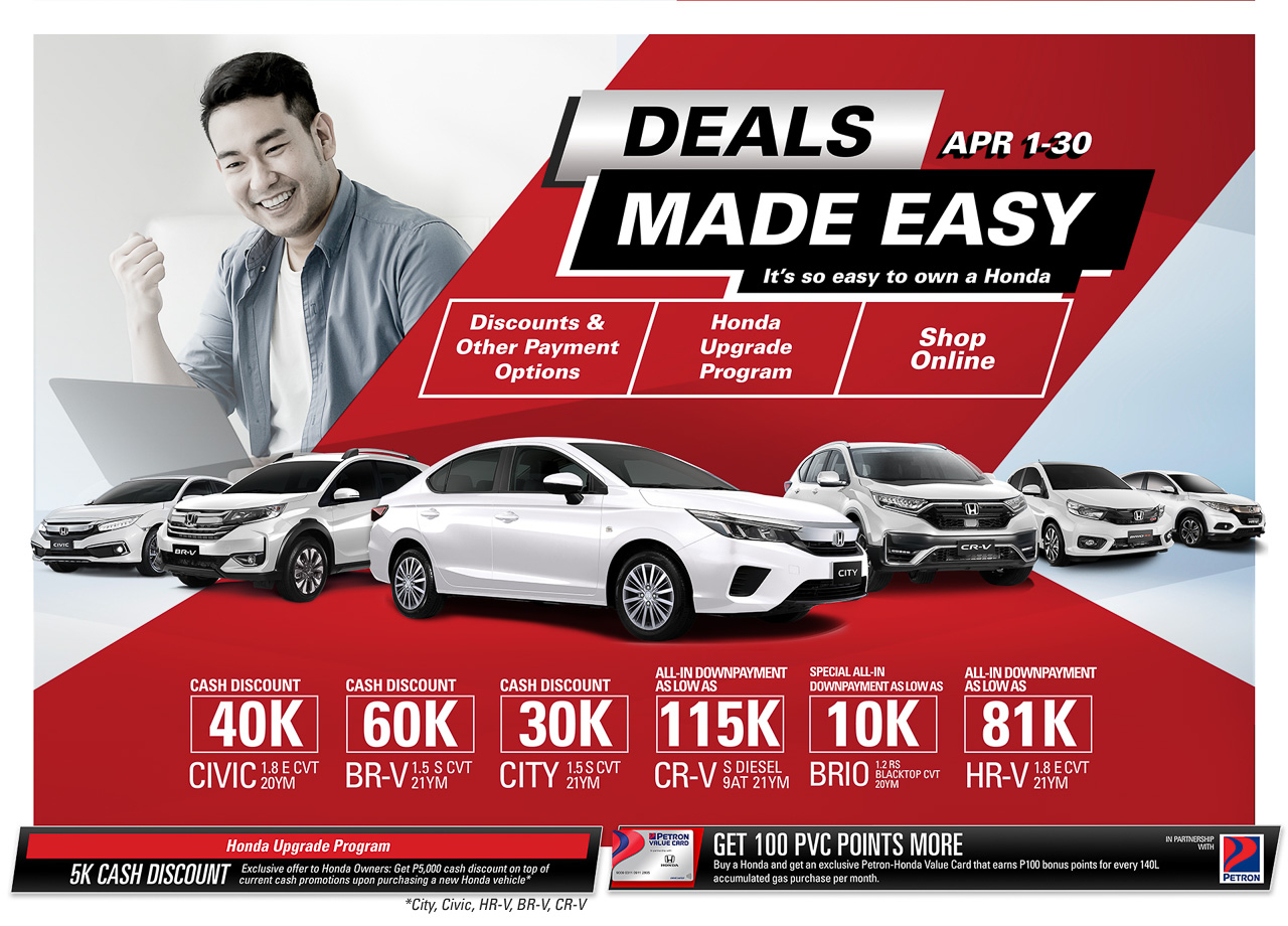 Get up to PHP 180K off when you buy a Honda this April