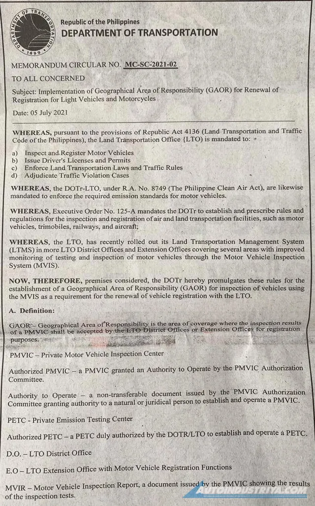 Mvir Form DOTr: LTO will only accept MVIR from PMVIC within area of ...