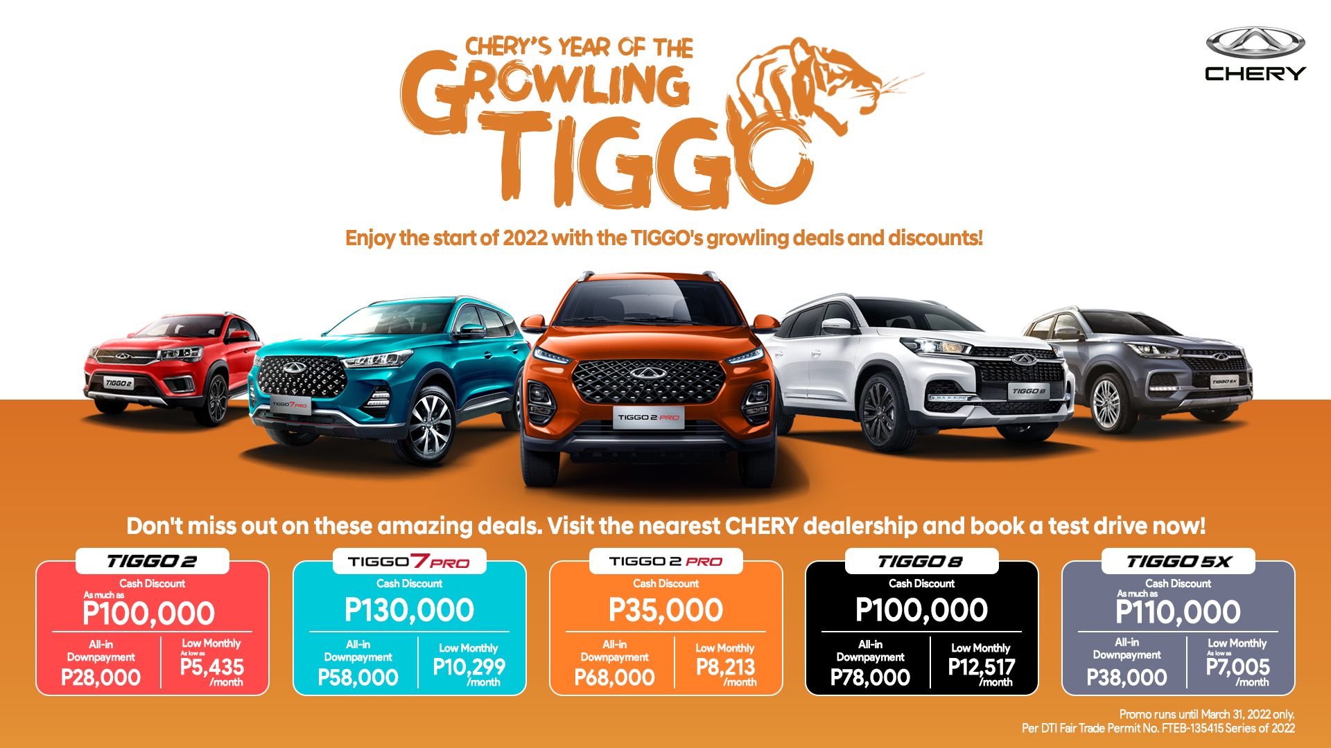 Chery Auto Philippines offers Year of the Growling Tiggo Promo