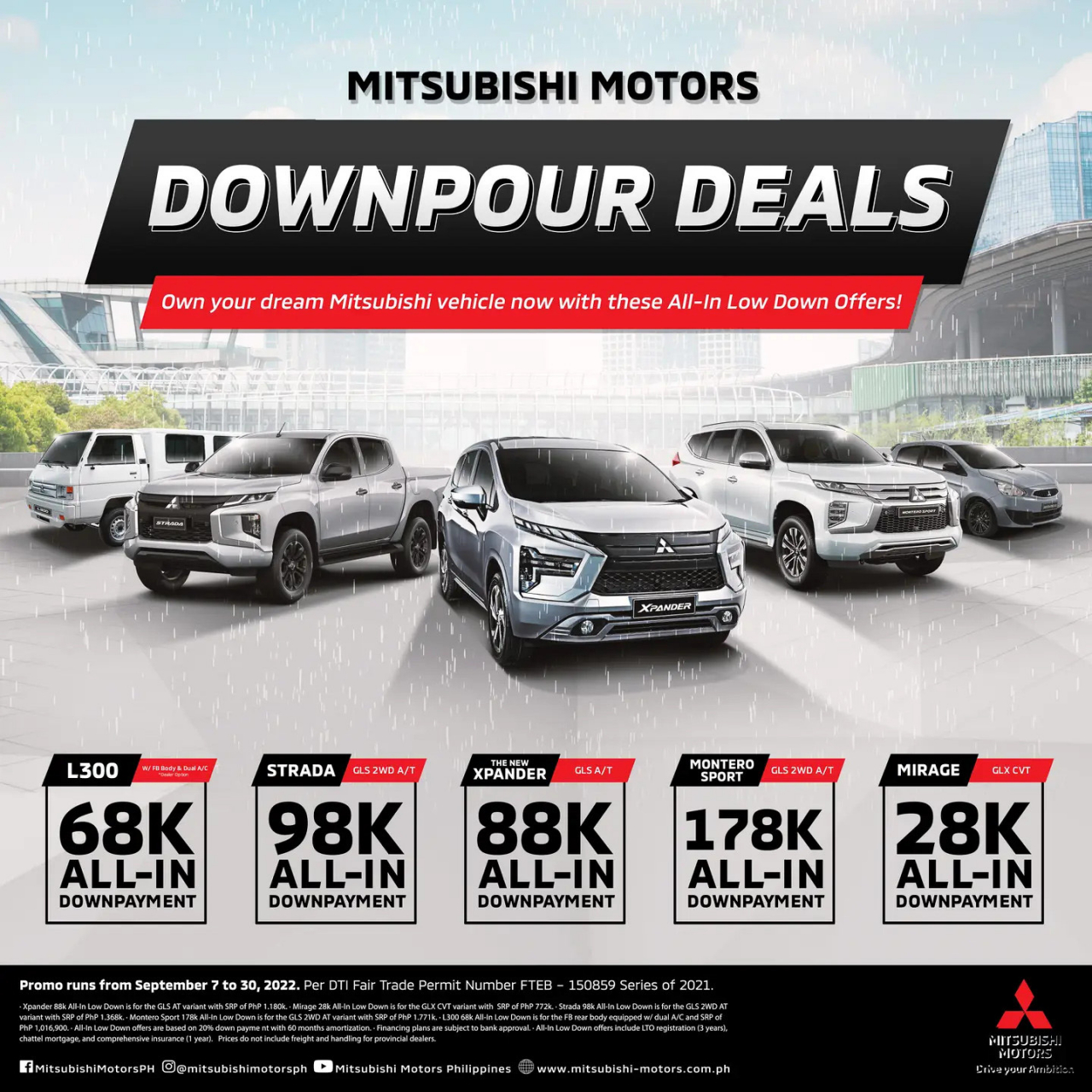 Catch low DP offers in Mitsubishi's Downpour Deals promo