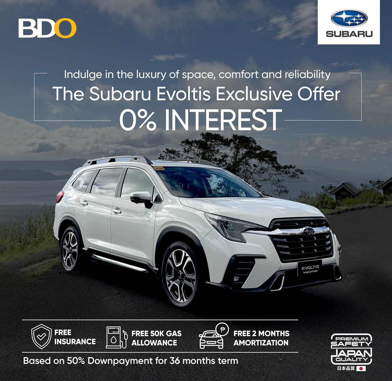 Bring home a brand-new Subaru Evoltis for less with BDO