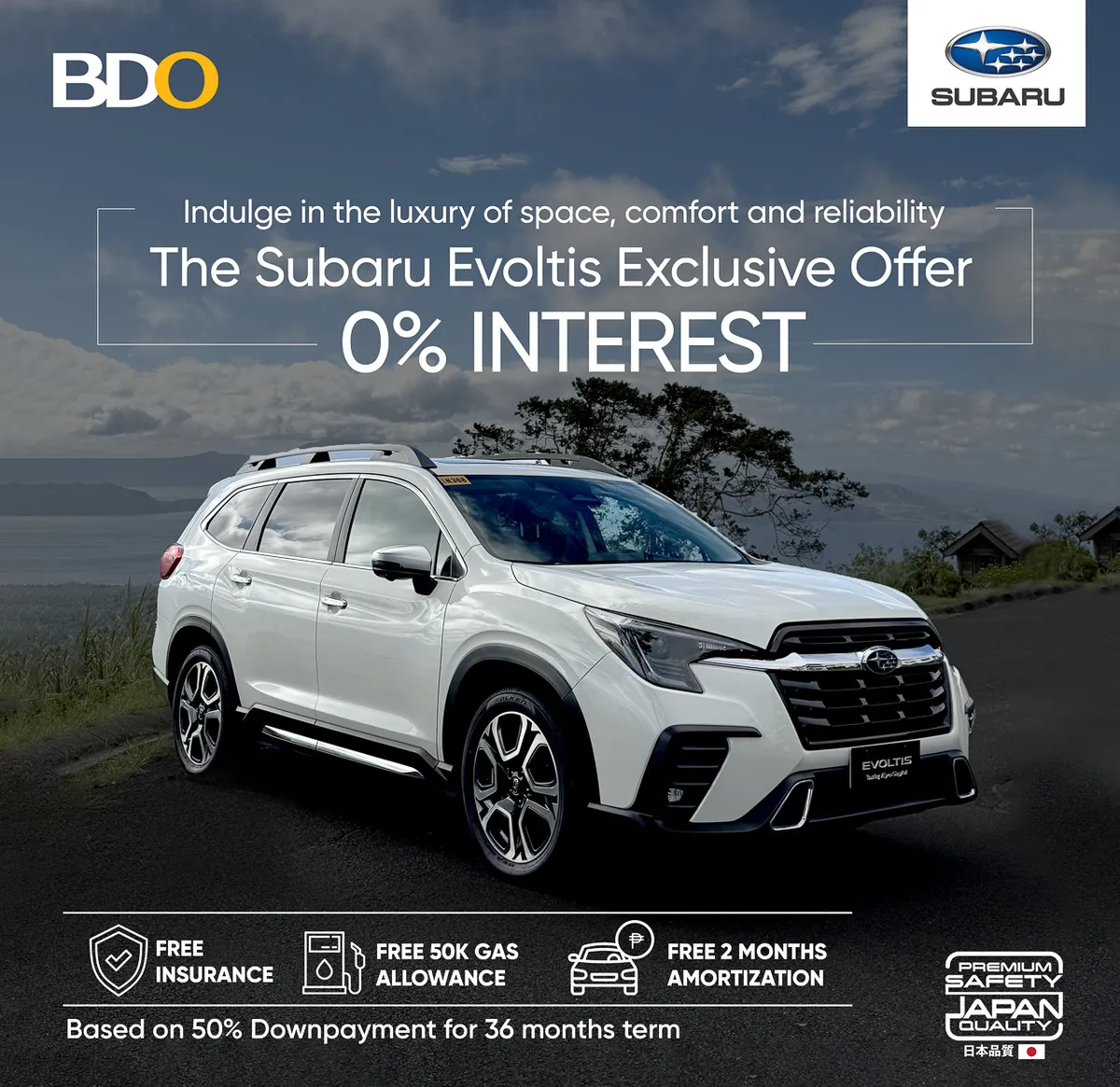 Bring home a brand-new Subaru Evoltis for less with BDO