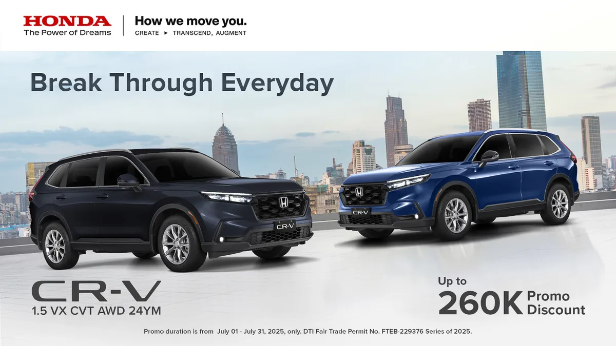 Get PHP 260K off a Honda CR-V VTEC Turbo this July