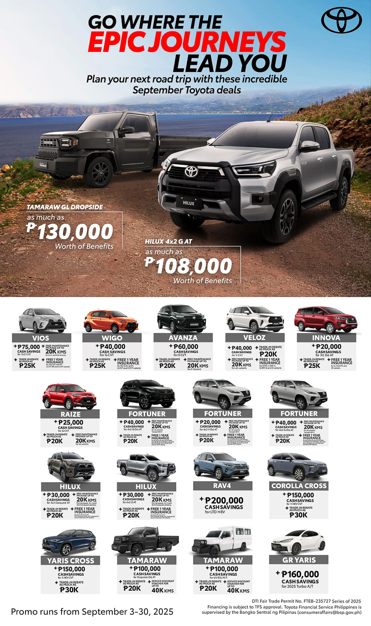 Toyota PH offering special deals, free PMS, and more this September