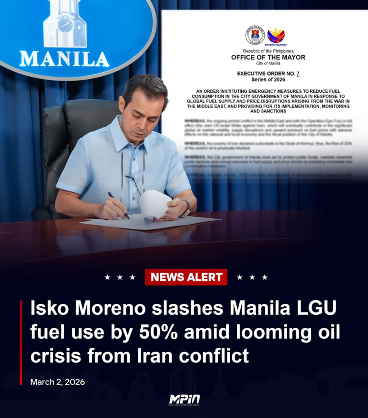 City of Manila to cut fuel use by 50% amid tensions in Middle East ...