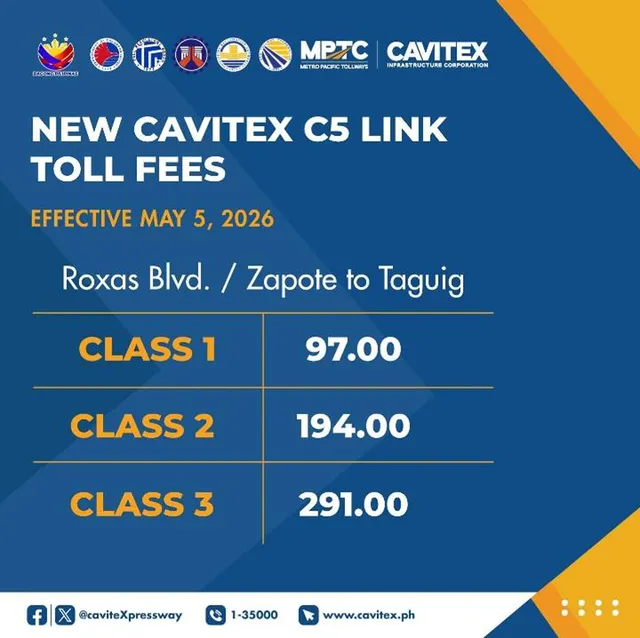 CAVITEX-C5 Link Segment 3B no longer toll-free starting May 5 ...