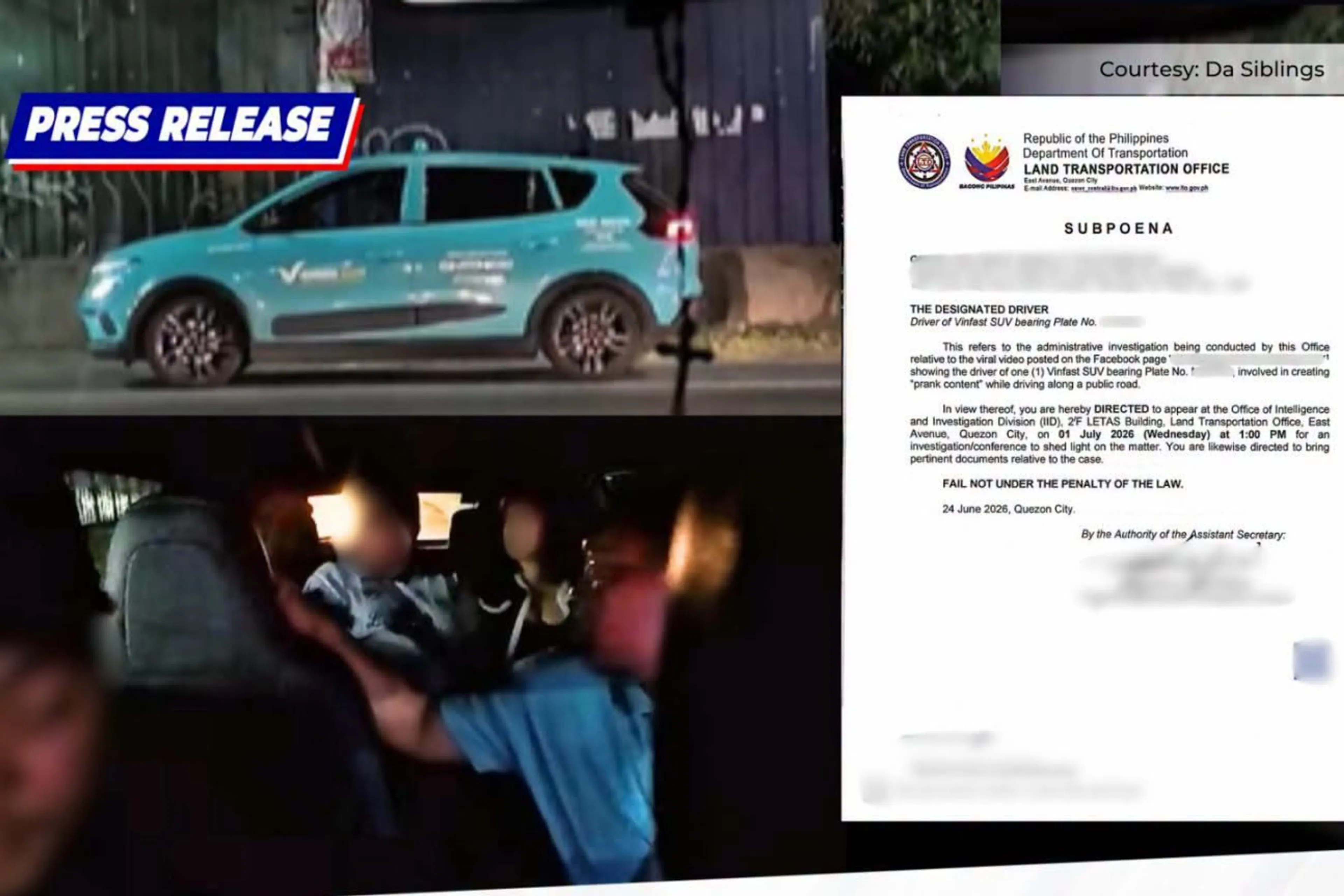Hold-up prank for the views? LTO summons Green GSM taxi driver, operator