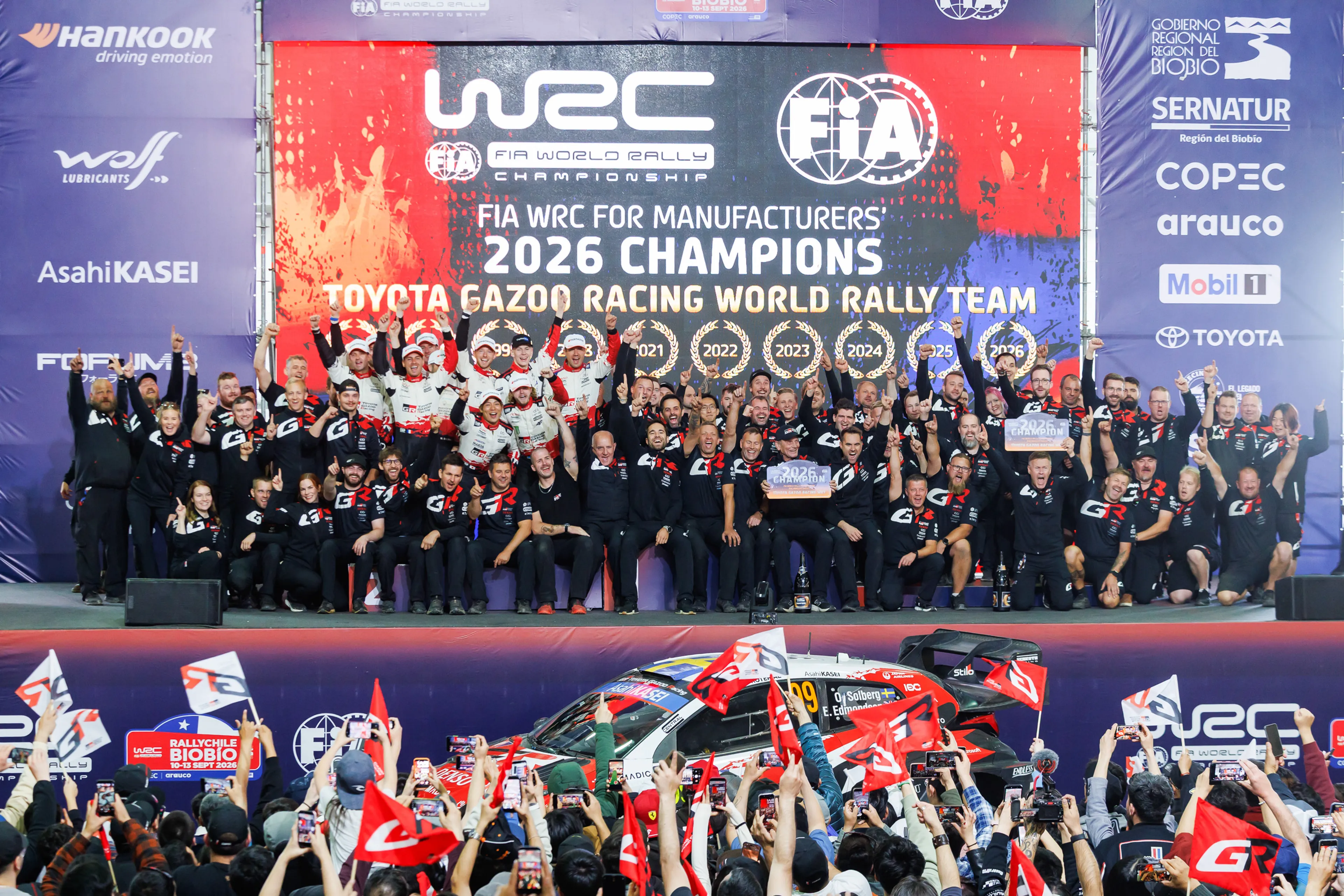 Toyota has tied Lancia as most successful WRC team