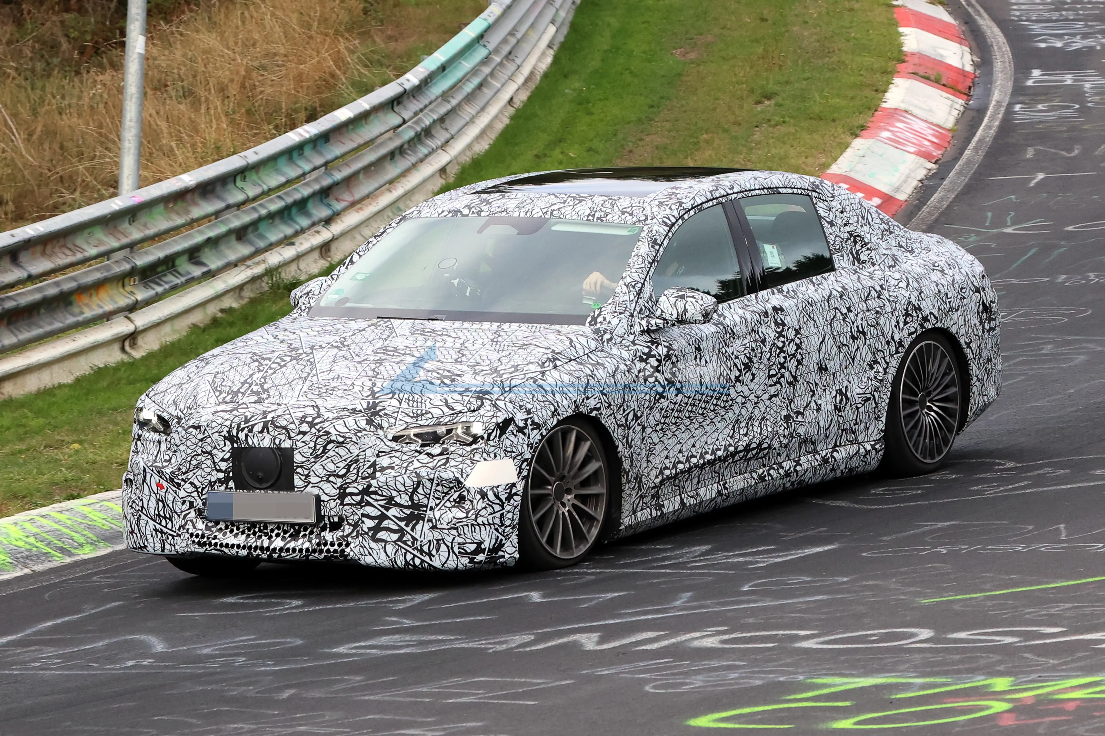 Mercedes-Benz E-Class BEV spotted testing at Nürburgring