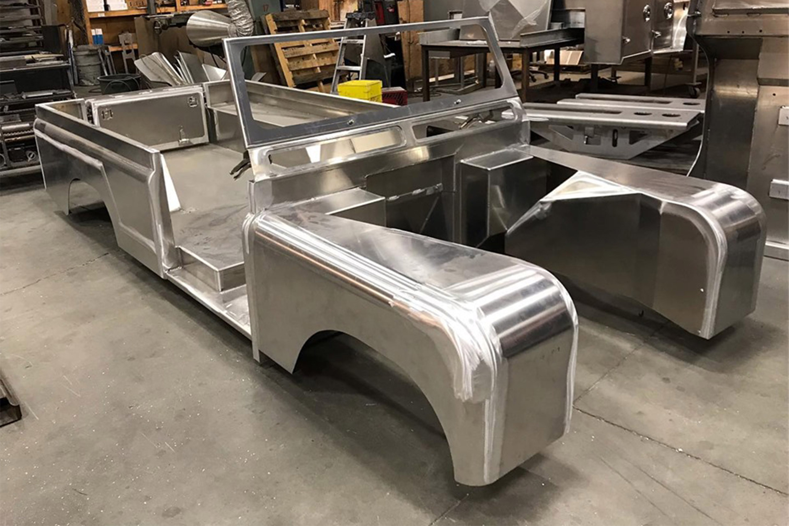 Metal Rover Frame This shop is building classic Land Rover Defenders from aluminum ...