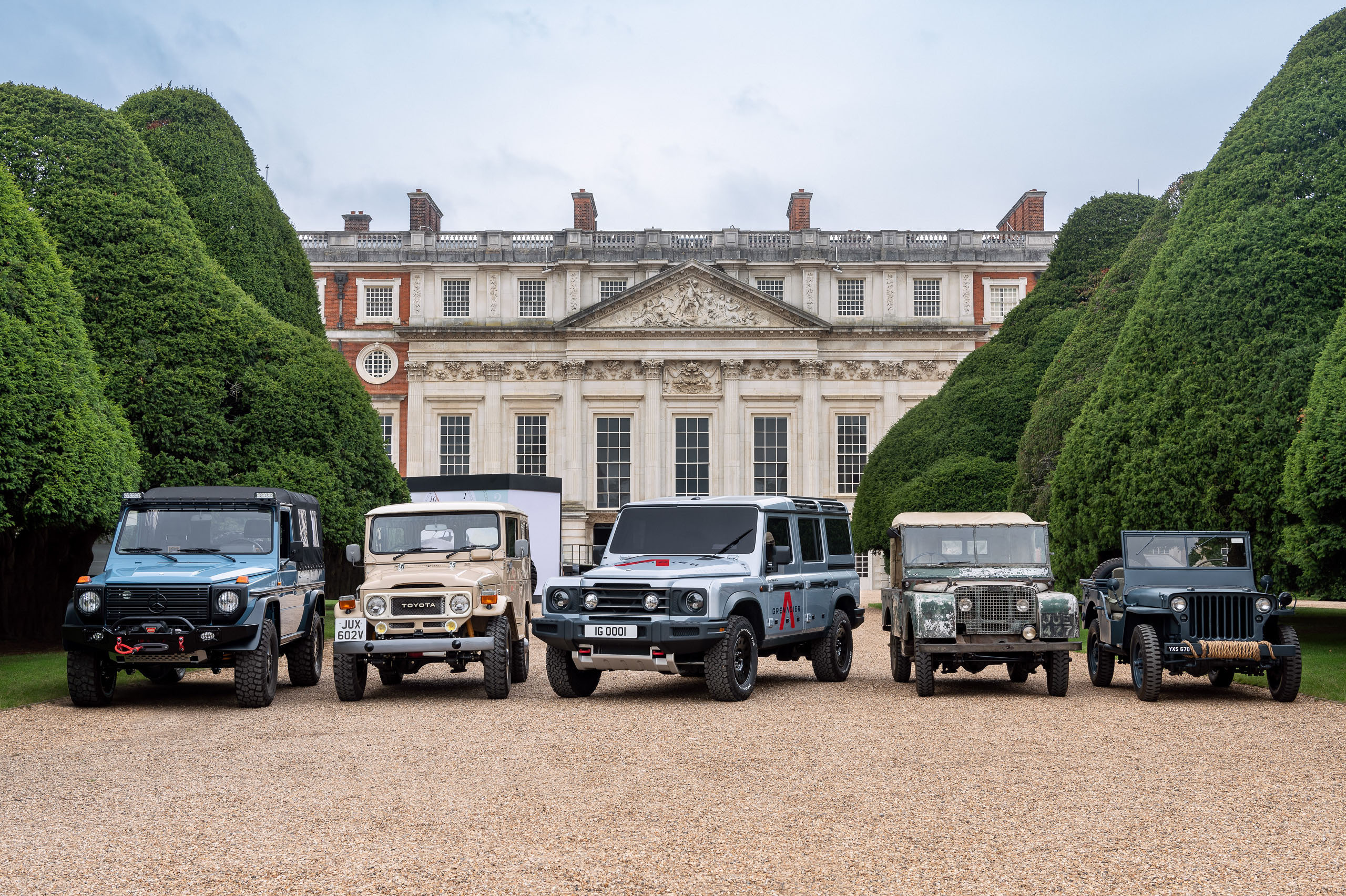 Ineos Grenadier strikes a pose with legendary 4x4 friends