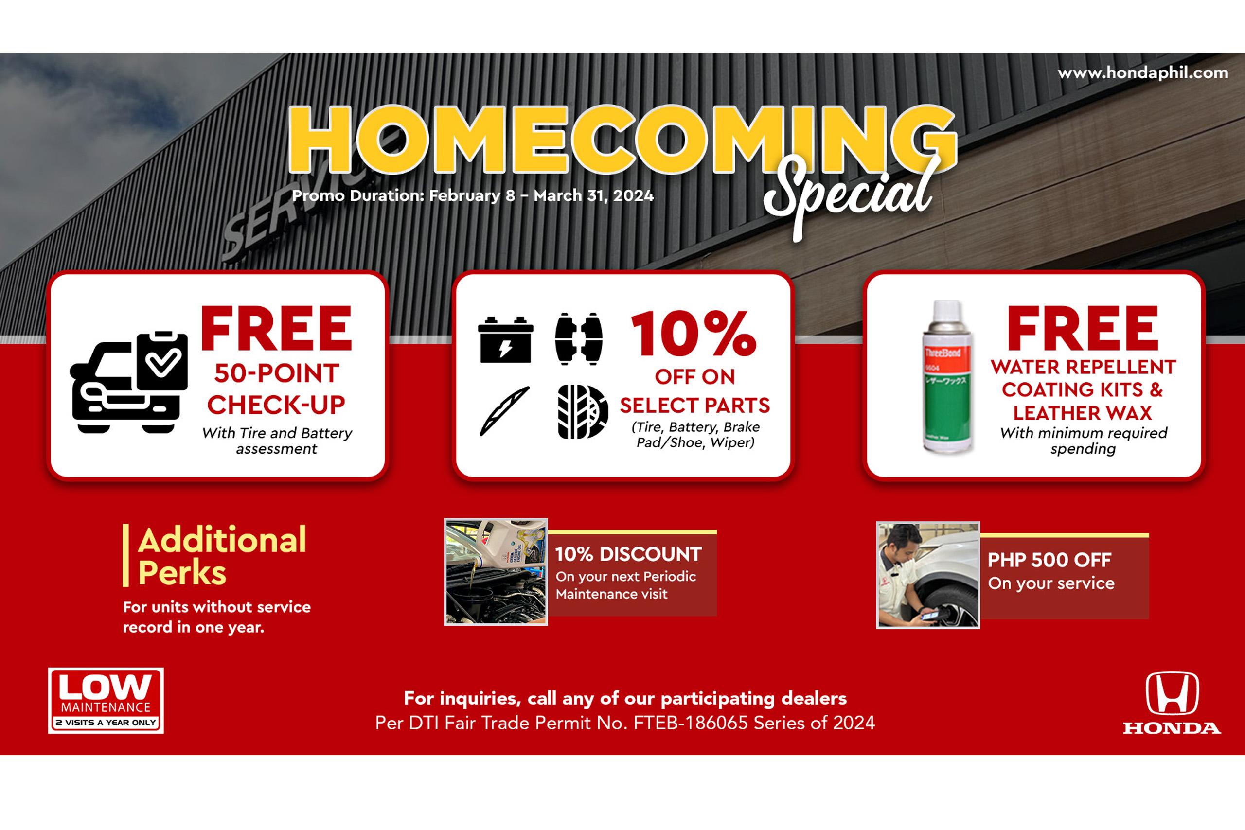 Keep your Honda in tip-top shape with HCPI's special PMS promos