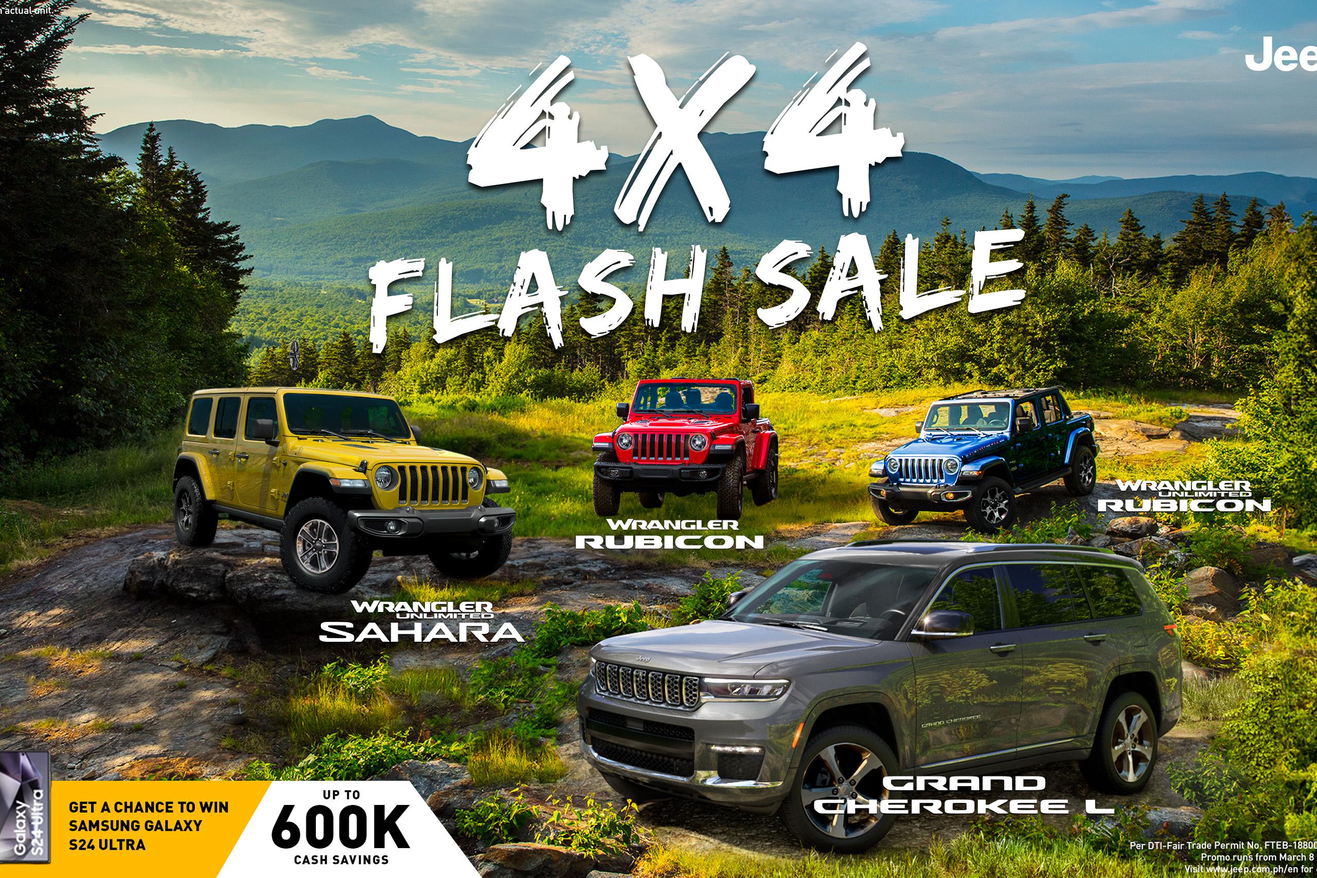 Get up to PHP 600K off in Jeep's 4x4 Flash Sale this weekend