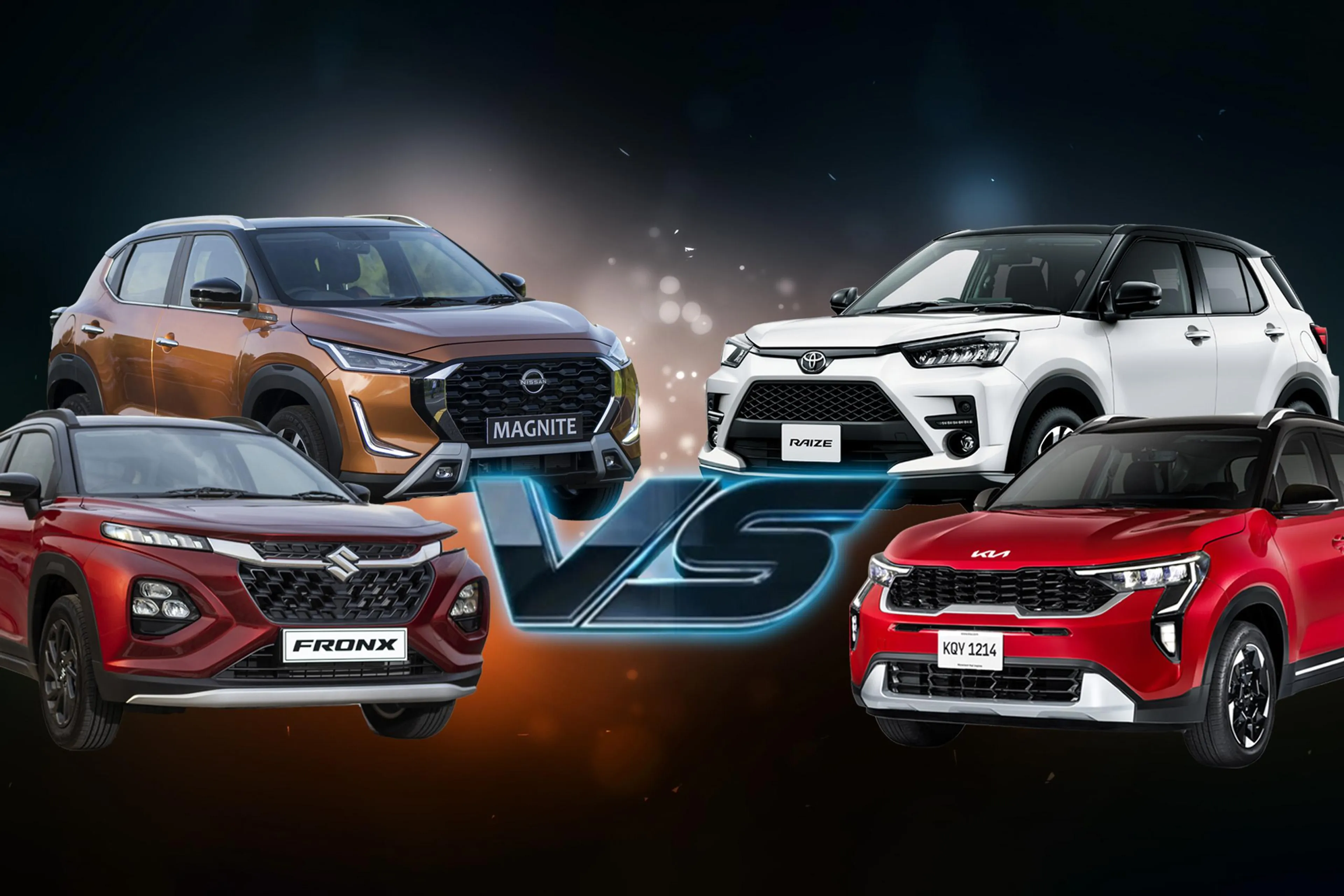 Spec Check: Suzuki Fronx vs Nissan Magnite vs Toyota Raize vs Kia Sonet