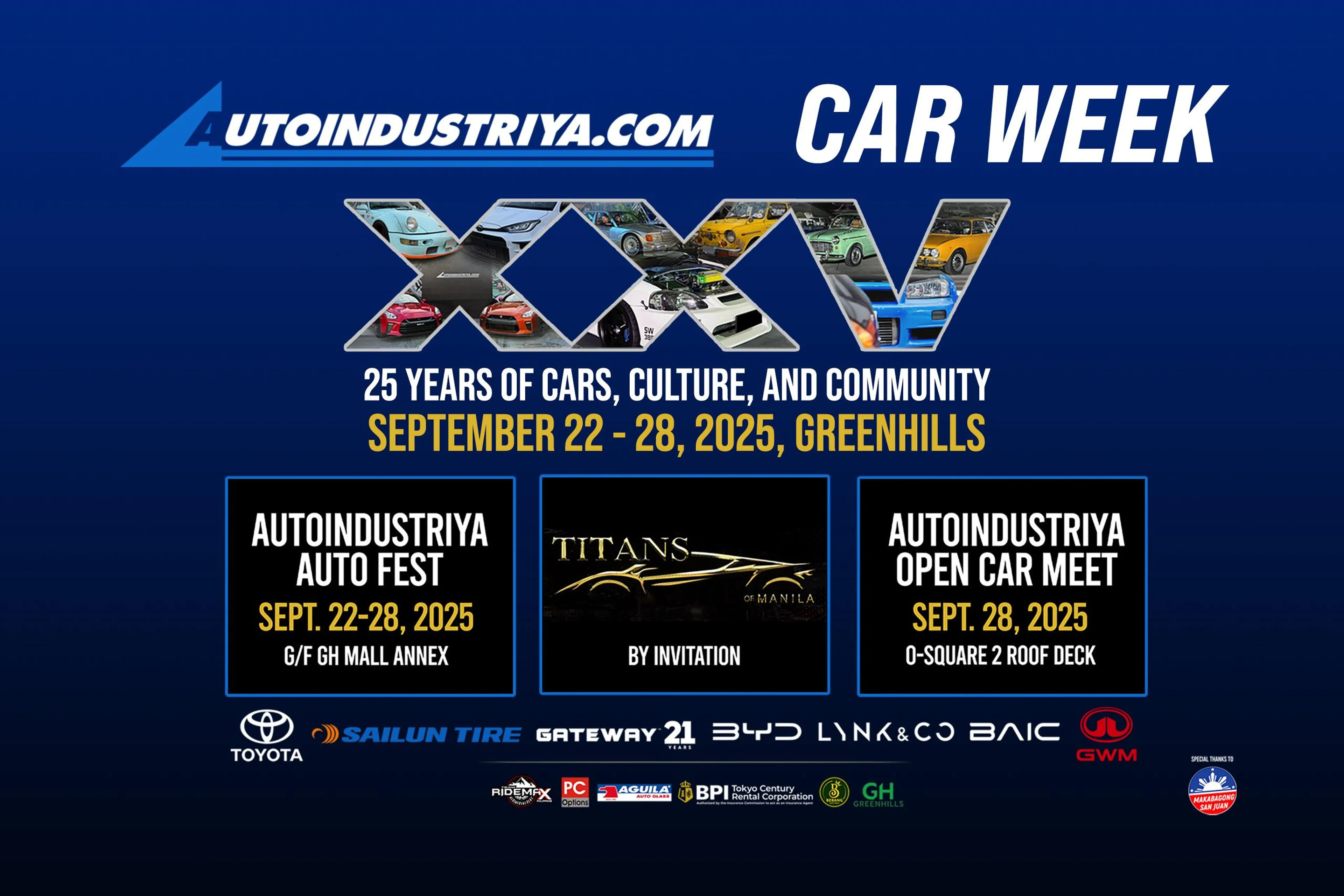 AutoIndustriya.com celebrates 25 years with Car Week in Greenhills