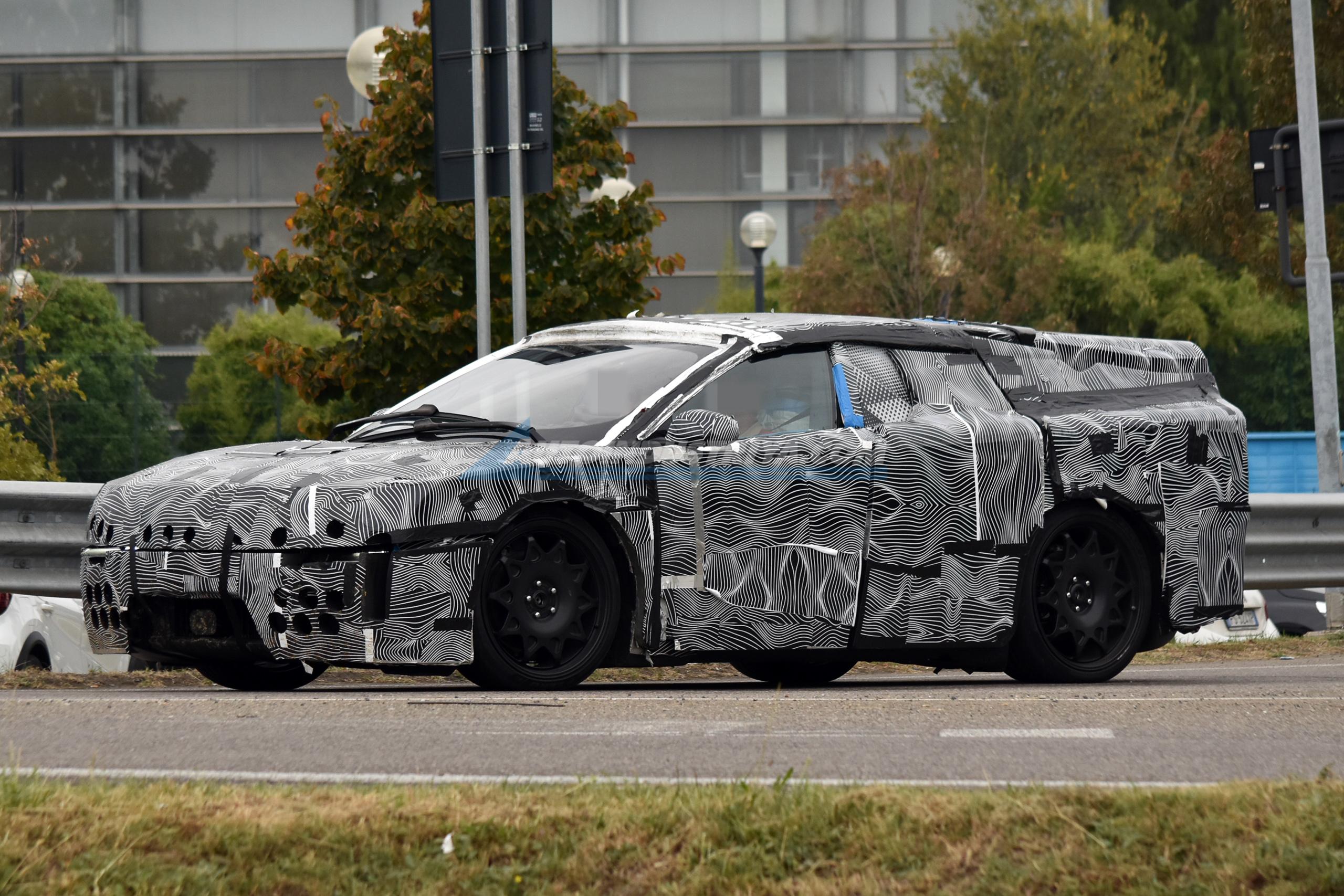 LOOK: Frankenstein-like vehicle is Ferrari's EV test mule