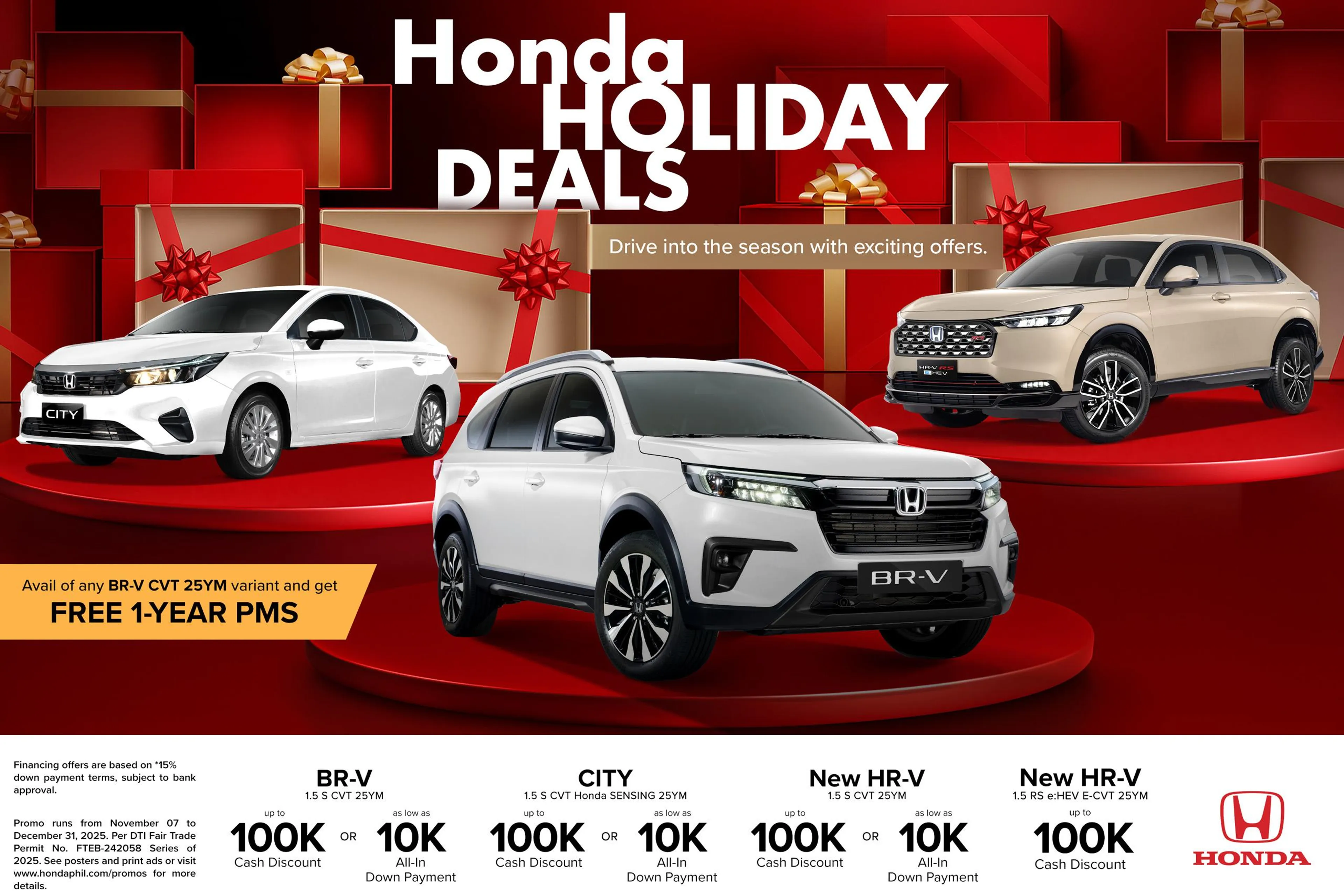Enjoy up to 2 months free amortization with Honda Holiday Deals