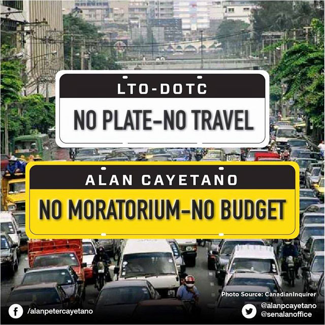 Cayetano threatens to deny LTO 2016 budget amidst plate fiasco