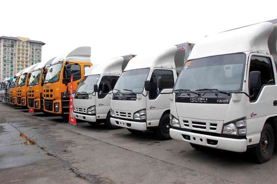 Trucking fleet on the road